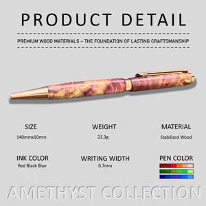 Stylo à bille professionnel de luxe en bois stabilisé unique avec logo personnalisé Twist Business Gfit Largeur d'écriture 0.7mm Style améthyste - Product Image 2