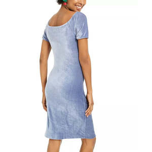 Abito Bodycon in Velluto a Coste Blu Ultra Flirt ODM per Ragazze, Taglia Extra Small, con Arricciature, Elegante, Lunghezza al Ginocchio, Chiusura con Cerniera, Drappeggiato, Naturale, Lavabile - Product Image 2