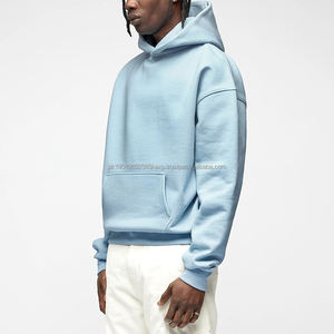 Sudaderas con capucha sin cordón de algodón grueso de alta calidad, color azul oscuro, estilo urbano, lisas, extragrandes, al por mayor, Reino Unido - Product Image 5