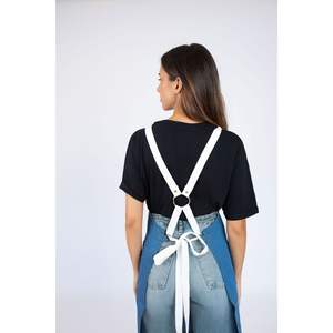 Tablier de travail en denim blanc délavé de haute qualité, pour cuisine commerciale et restaurant, réutilisable pour barista et serveur - Product Image 4