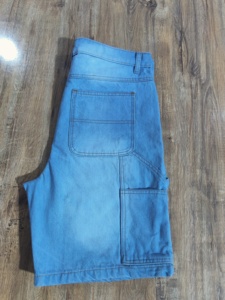 Y2K Vintage hommes foncé Denim Shorts Baggy Streetwear droit bleu jean étoile imprimé bouton poche Hip Hop Style pour l'été - Product Image 4