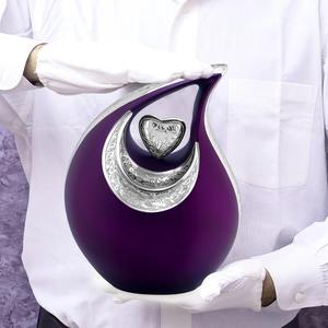 Urne en aluminium en forme de larme violette, urne funéraire pour cendres humaines, fournisseur en gros, usine directe, prix personnalisé, meilleur prix - Product Image 3
