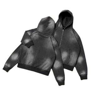 Custom <b>Sweat</b> <b>Suits</b> <b>Men</b> Streetwear 100% Cotton Sun Faded Acid Wash Zip up Hoodies and Sweatpants Set <b>Men</b> Tracksuits - Product Image 5