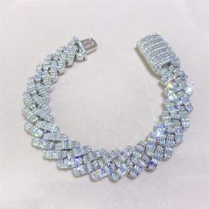 Pulsera de eslabones cubanos de diamantes Baguette de 2 filas Iced Out - Product Image 3