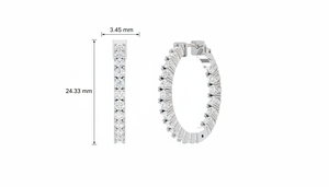 Boucles d'oreilles créoles pour femmes en or 14 carats et diamants naturels, cristal à l'intérieur et à l'extérieur - Product Image 2