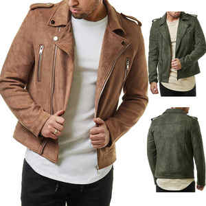 Chaqueta de piel auténtica personalizada para hombre con cuello levantado, piel de búfalo original de invierno, color verde y marrón - Product Image 3