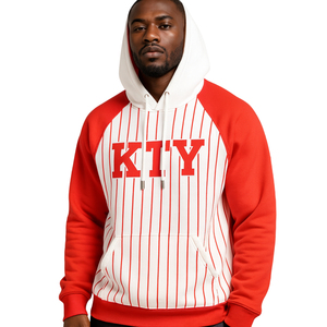Sudadera con capucha blanca KAP, mangas raglán Rojas, mezcla de algodón a rayas, ropa de fraternidad griega Divine Nine HBCU Greek Merch - Product Image 1