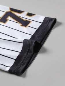 Maillot de baseball et de football américain blanc à rayures fines pour homme, personnalisable avec impression graphique, col rond, manches courtes, respirant et séchage rapide - Product Image 6