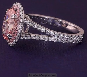 แหวนหมั้นเพชรรูปวงรีสีชมพูสดใส2.770กะรัตสุดคลาสสิกแหวนหมั้นเพชรสำหรับผู้หญิงของขวัญแต่งงานเครื่องประดับทองแท้18K IGI - Product Image 3