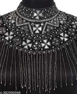 Elegante capa burlesca con cuentas naturales hebras perlas bordado con lentejuelas recto hermoso logotipo espalda sujeta el cuello envío rápido - Product Image 4