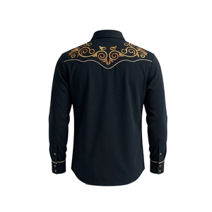 Chemise Western Cowboy Unisexe Rodeo à Boutons, Coupe Slim, Style Vintage Décontracté, Bordures Contrastantes, Personnalisable OEM, Manches Longues Brodé - Product Image 3