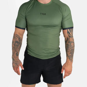 Custom Bjj Rash Guards Poliéster/Spandex Tela Mayoristas de Hombres Rash Guards Con Etiqueta Privada Transpirable Hombres Rash Guards - Product Image 1