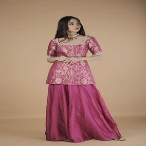 Salwar Kameez de Seda Rosa, Vestido Tradicional Indio para Boda, Largo hasta el Suelo, Ropa Étnica para Mujer, Corte Regular, Prendas Elegantes Kanya - Product Image 2