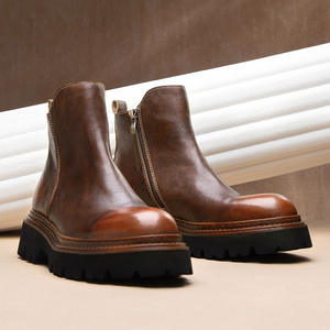 High Quality Designer Pure Cowhide Leather Pointed Waterproof Casual Breathable Soft Sole Hook Loop Business Casual Men's Shoes - Product Image 2