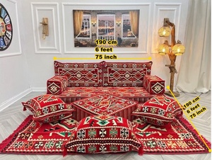 Ensembles complets de salon de canapé au sol arabe-190cm/6 pieds/75 pouces-1 jeu de 10 pièces-housses + éponge - Product Image 3