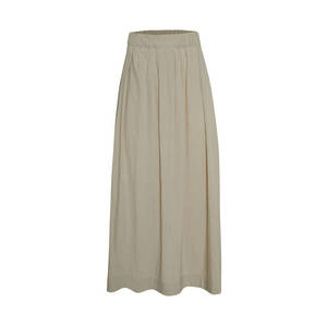 Beige A-Line Flared Chiffon Skirt with <b>Elastic</b> Waist and <b>Lace</b> Details - Product Image 1