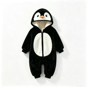 Mono de pingüino de peluche personalizado para bebé, pelele de pingüino con capucha de lana para bebé, disfraz de pingüino para recién nacido. - Product Image 3