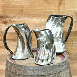 Mug en corne de buffle de qualité supérieure, nouveaux artisanats, vaisselle haut de gamme, mugs en corne viking incurvés indiens avec poignée - Product Image 3