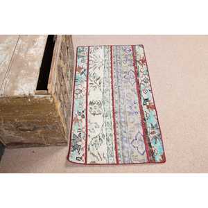 Alfombra Turca Vintage de 1.8x3.4 pies, Alfombra Pequeña de Lana Azul con Diseño Ombré - Product Image 3