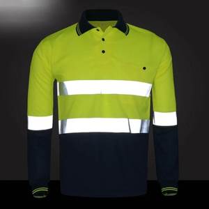 Polos de manga larga de verano de secado rápido, ropa de construcción para hombres, camisa de seguridad de alta visibilidad, ropa de trabajo de dos tonos, camisa Polo - Product Image 4