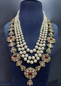 Conjunto de Joyas de Novia de Perlas y Kundan para Boda, Compromiso, Aniversario, Fiesta, Joyería Nupcial para Hombres y Mujeres - Product Image 3