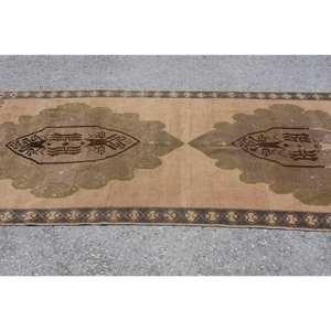 Alfombra de lana turca Vintage marrón Beige de 39x109 pies tejido plano patrón de retazos alfombra de sala de estar látex para decoraciones del hogar - Product Image 4
