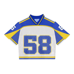 Camiseta de fútbol americano sublimada personalizada con diseño de bordado de moda Camiseta deportiva de cultivo de malla - Product Image 1