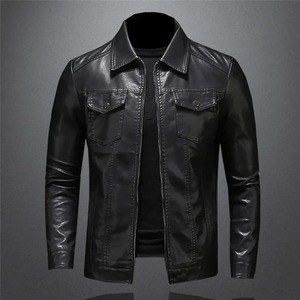Vêtements d'hiver tendance pour hommes Blouson bombardier en toile personnalisé Manteau en cuir de moto tendance - Product Image 4