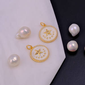 Pendentif étoile en émail blanc plaqué or 18 carats zircon cubique pour bricolage cadeau de mariage fabrication de bijoux technologie d'incrustation de réglage de lunette - Product Image 4