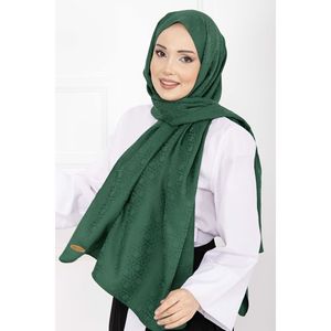 Série de châles jacquard à motif emblématique émeraude, carrés, respirants, en coton et polyester, élégants, type Bawal Pashmina, avec motif lettres - Product Image 2