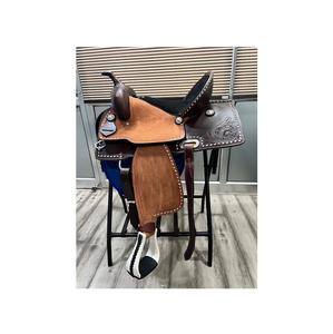 Selle de cheval occidentale de haute qualité avec accessoires en cuir indien d'arbre en plastique de l'exportateur indien - Product Image 1