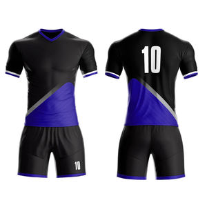 Uniforme de football personnalisé pour hommes adultes, 100% polyester, manches courtes, tissu en maille respirant, tissu doux, ajustement flexible, résistant à l'usure - Product Image 2