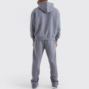 Sweats à capuche unisexe avec logo personnalisé Pantalon de survêtement Ensemble de jogging de fitness grande taille Survêtement à fermeture éclair de style décontracté du fabricant - Product Image 2