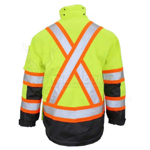 High Visibility Safety <b>Jacket</b> Class 2 <b>Waterproof</b> Reflective Work <b>Yellow</b> Orange Stripe Customized Logo OEM - Product Image 5