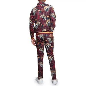 Wholesale Custom 100% Bamboo Fiber Satin <b>Knitted</b> 220g Plus Size Men's Formal <b>Sets</b> Autumn Sublimation Zipper Tracksuits - Product Image 3
