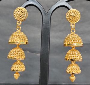 ชุดต่างหูเกรดพรีเมี่ยมสุดพิเศษพร้อม22CT ต่างหูชุบทอง Jhumka เครื่องประดับสำหรับผู้หญิงโดยผู้ส่งออกอินเดีย - Product Image 3