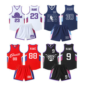 Camiseta de baloncesto de equipo de escuela secundaria juvenil con cuello en V transpirable de malla personalizada, uniformes de baloncesto, Kit de camisetas de baloncesto - Product Image 1