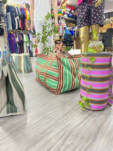 Sacs à provisions à rayures tissés en nylon recyclé PP Sacs en plastique réutilisables et écologiques fabriqués en Inde Vente en gros - Product Image 4