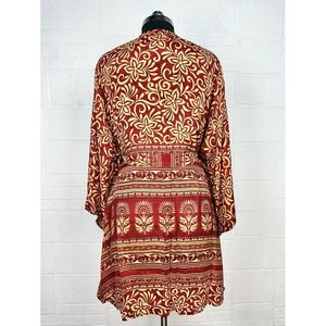 Vintage Silk Riya Short Kimono Lightweight Boho Robe Perfect <b>Beach</b> Coverup for Her Recyclable Swimsuit <b>Accessory</b> Soft Breathable - Product Image 6