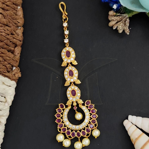 Diseño de pavo real mate oro pulido Kemp joyería hermoso diseñador desgaste Kemp accesorios mujeres Maang Tikka conjuntos de joyería - Product Image 1