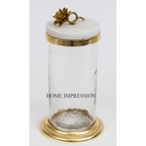 Bocaux de stockage décoratifs en verre et en métal de première qualité de taille moyenne pour la vente en gros - Product Image 6