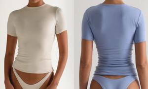 Camiseta de algodón orgánico 100% con estampado de letras para mujer, camiseta informal de verano transpirable de secado rápido con diseño personalizable - Product Image 2