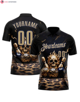Camiseta Personalizada para Hombre, Diseño de Calavera Metálica 3D en Color Dorado Vegas, Tejido Transpirable, Estilo Casual para Boliche