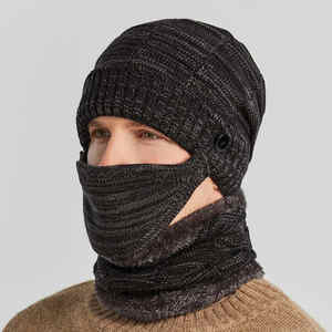 <b>Men</b> 3 Pieces Beanie Hat Scarf Knitted <b>Mask</b> Sets this beanie keeps you warm whether you are skiing - Product Image 6