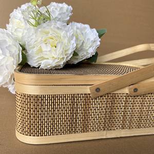 Panier de rangement polyvalent en bambou naturel 100% Produit artisanal de style fleur - Product Image 2