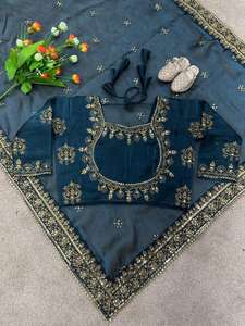 Saree ผ้าบริสุทธิ์คุณภาพสูงพร้อมงานปักเลื่อมทำงานและ pallu สำหรับผู้หญิง - Product Image 4