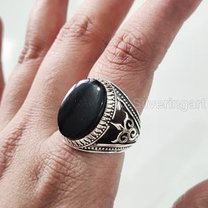 Mayorista Anillo para hombre Piedra preciosa de ónix negro natural Anillo de piedra natal de Diciembre Todos los tamaños Joyería de fiesta pesada Anillo de plata esterlina 925 - Product Image 2