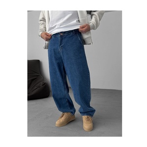 กางเกงยีนส์ผ้าฟอกฮิปฮอปสำหรับผู้ชายกางเกงคาร์โก้ขากว้างผ้า100% ผ้าฝ้าย - Product Image 1