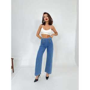 Pantalones Palazzo Mavi Denim 6163 con Botones, Pierna Ancha, Cintura Alta y Lona Transpirable - Product Image 5