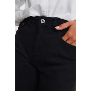 Vaqueros negros de mezclilla transpirables de cintura alta y pierna recta para mujer, estilo casual con estampado de pierna ancha, tallas XL, 2XL, 3XL, corte medio. - Product Image 6